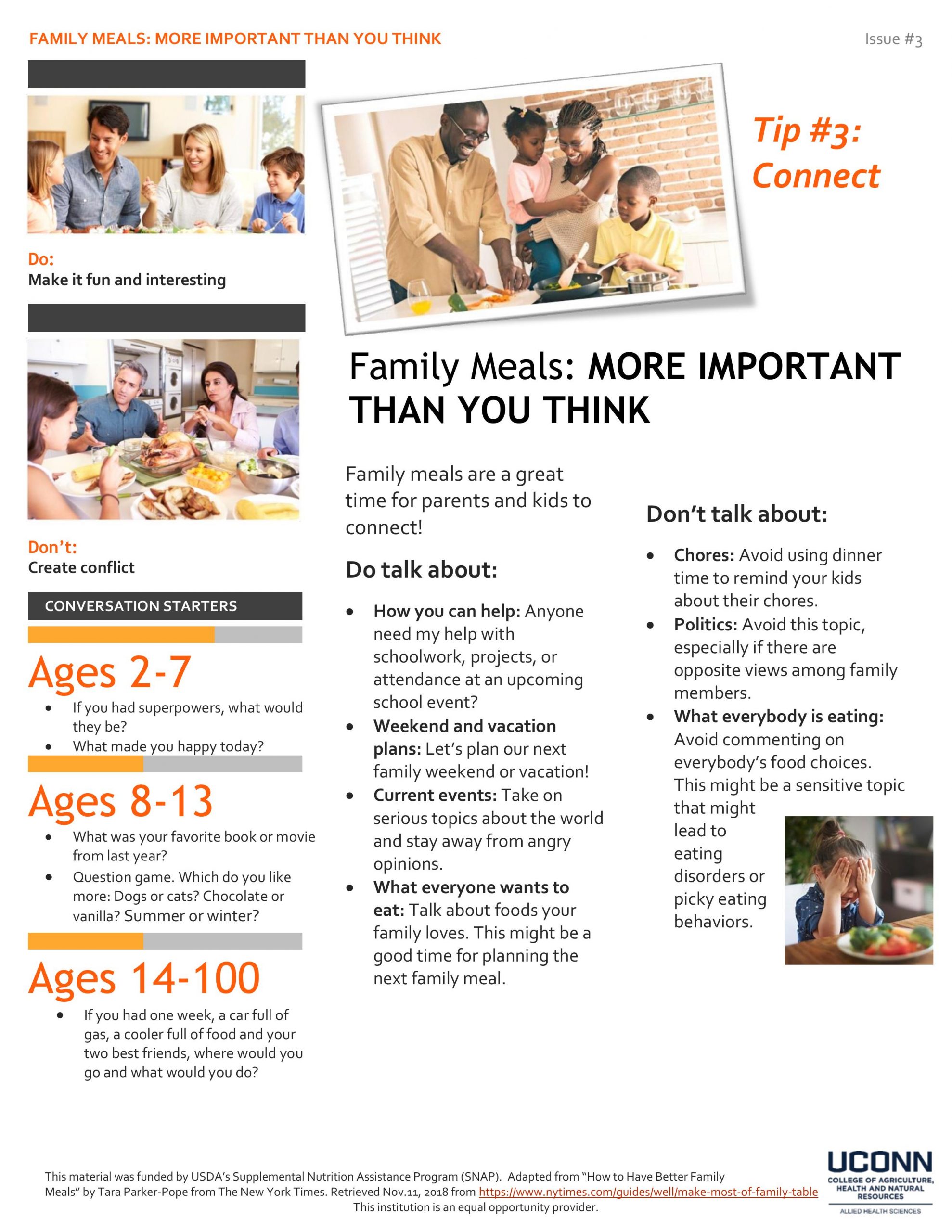 Family meals tip sheet