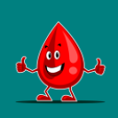smiling blood drop with thumbs up