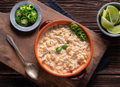 white bean chili in a bowl