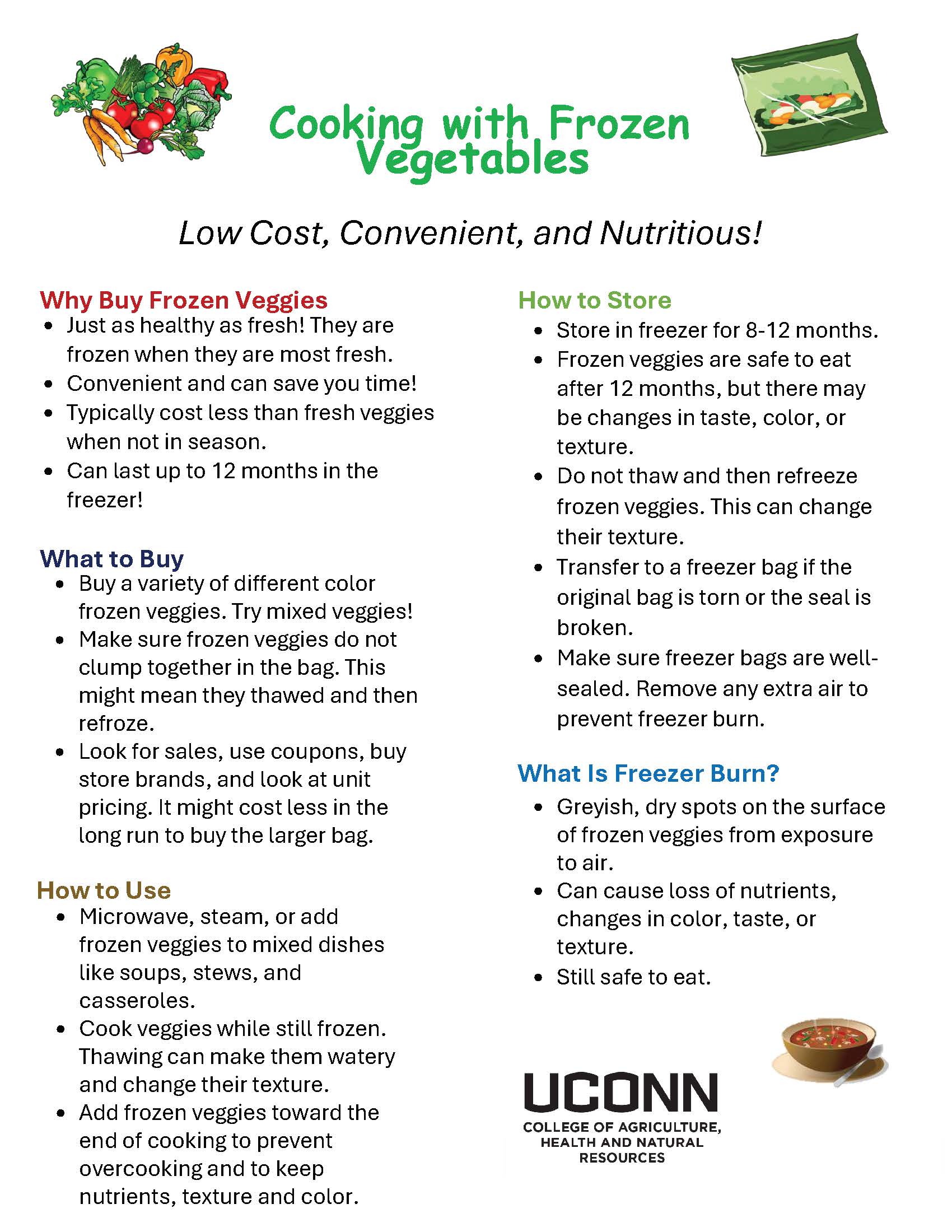 Cooking with Frozen Vegetables flyer