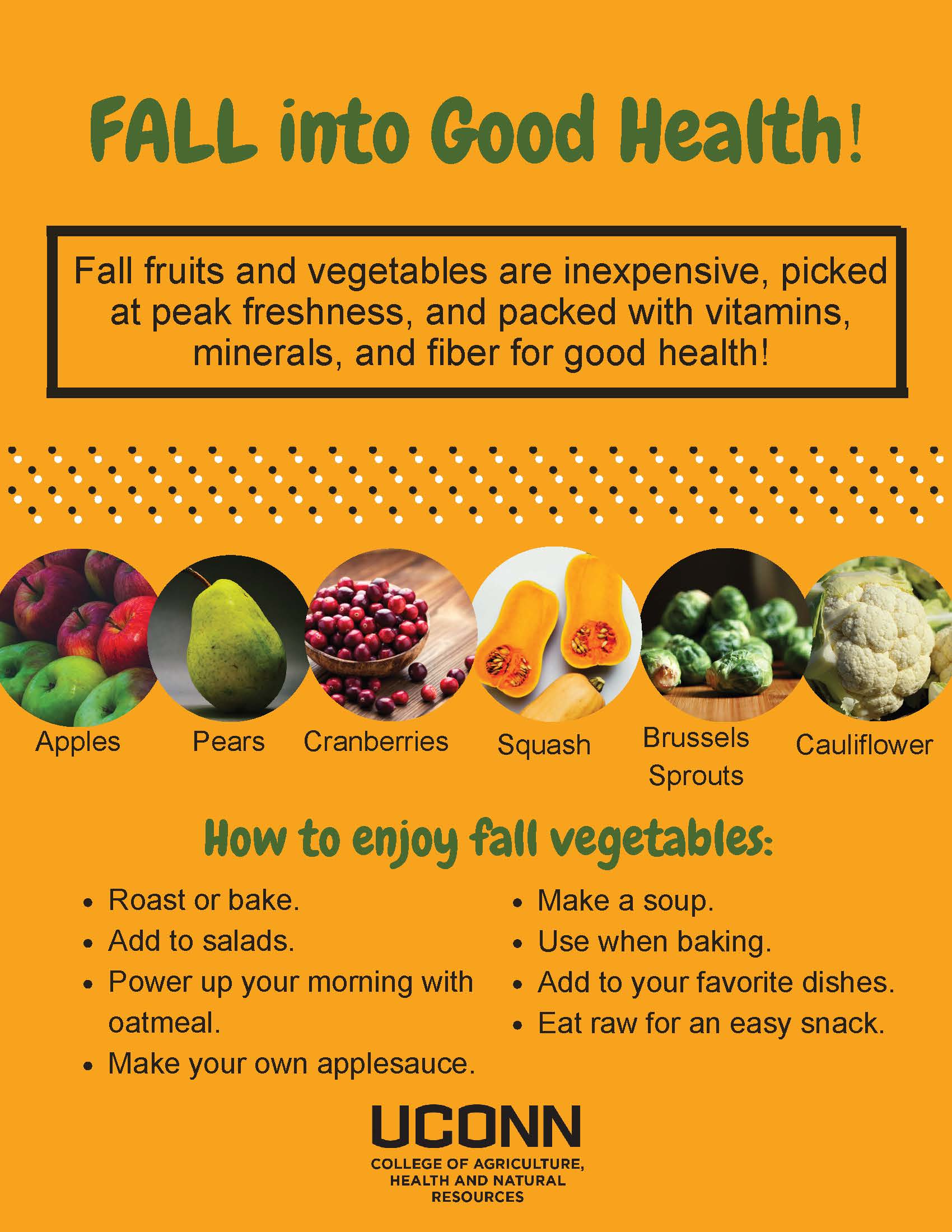 Fall into Good Health with fall veggies flyer