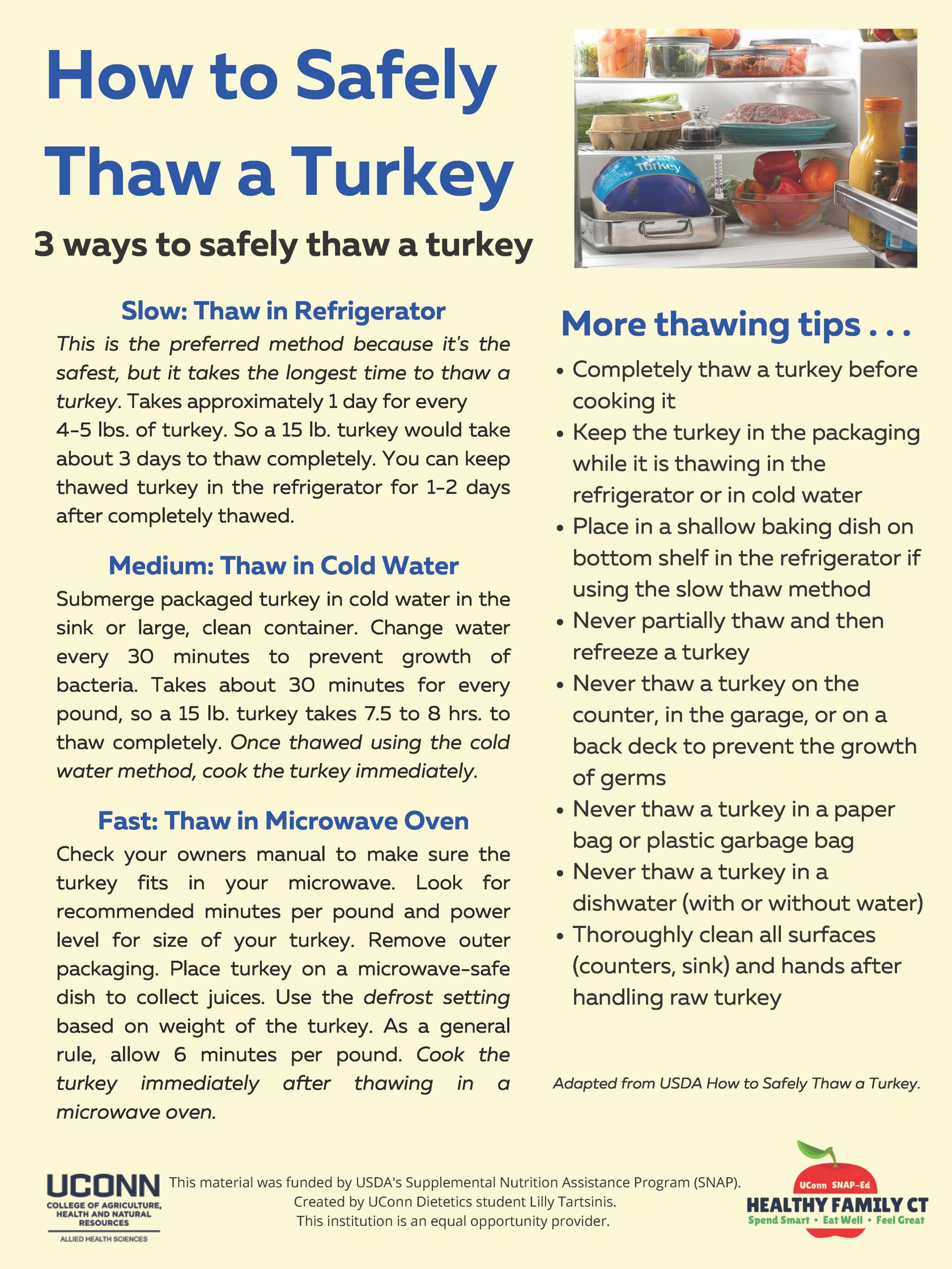How to Safely Thaw a Turkey handout
